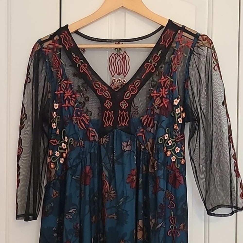 Eshakti Embellished Tulle Floral Print Georgette Empire Dress Size S - Picture 5 of 16